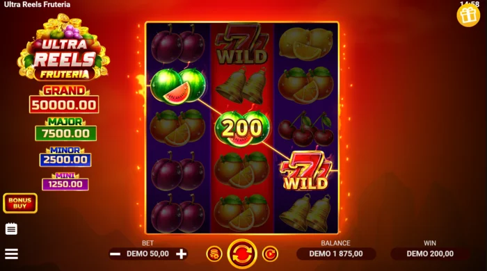 Ultra Reels Fruteria - Gewinnlinie mit goldener Sieben